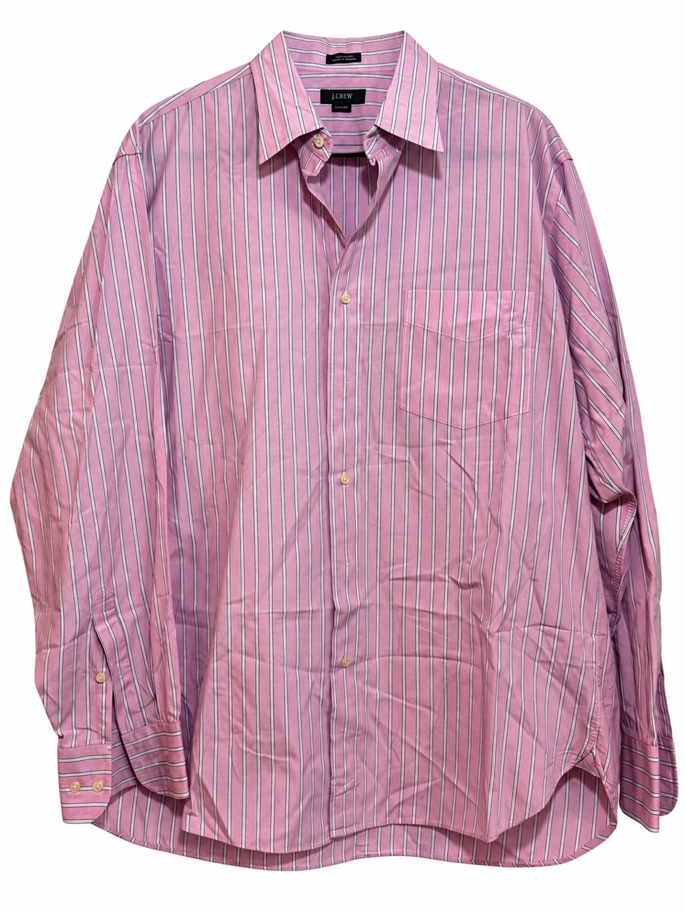 J.Crew Men’s Pink Striped Dress Shirt L 16-16.5 2-Ply Cotton